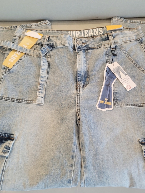 VIP Denim - VIP Women's Light Blue Relaxed Cargo Jeans